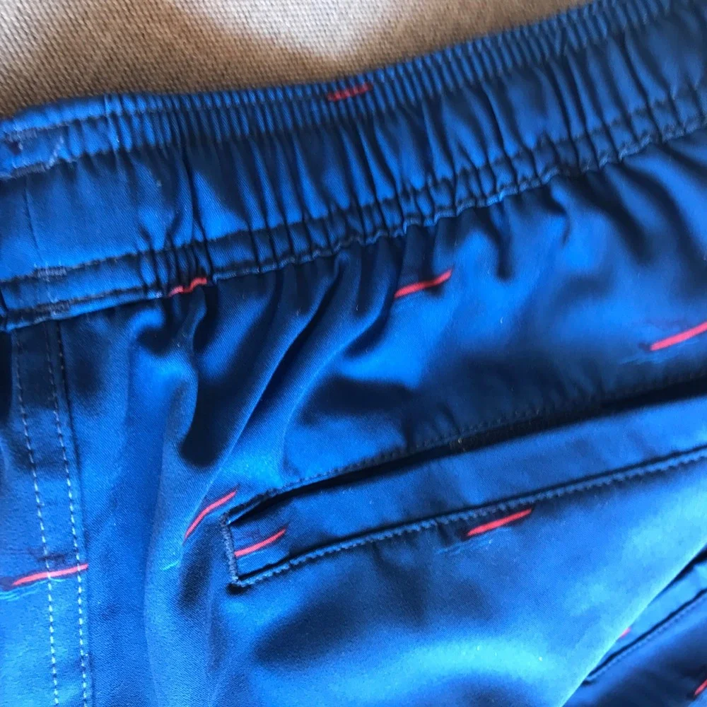 Huk Mens Charter‎ Volley Shorts Blue Boat Print Fishing Swim Trunks Small